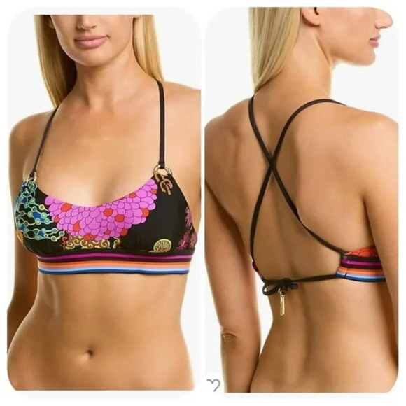 Trina Turk Bralette Hipster Bikini Swimsuit Top Sz 4 - Picture 1 of 6
